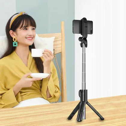 Extendable Flash 3-in-1 Selfie Stick Tripod with Bluetooth Remote